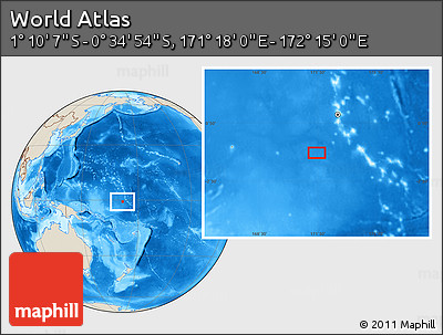 Shaded Relief Location Map of the Area around 0° 52' 31" S, 171° 46' 30" E
