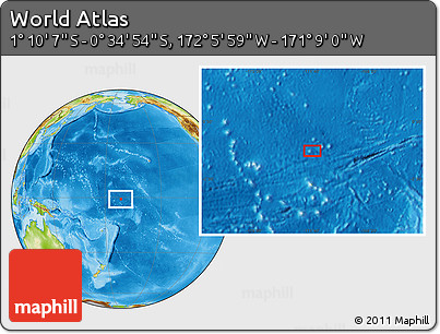 Physical Location Map of the Area around 0° 52' 31" S, 171° 37' 30" W