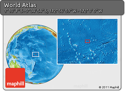 Physical Location Map of the Area around 0° 52' 31" S, 172° 28' 29" W