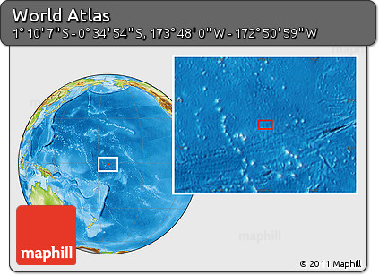 Physical Location Map of the Area around 0° 52' 31" S, 173° 19' 29" W