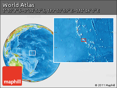 Physical Location Map of the Area around 0° 52' 31" S, 174° 19' 29" E
