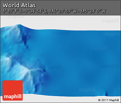 Physical 3D Map of the Area around 0° 52' 31" S, 175° 52' 30" W