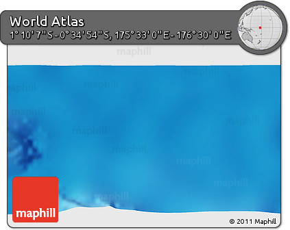 Shaded Relief 3D Map of the Area around 0° 52' 31" S, 176° 1' 30" E