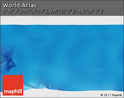 Shaded Relief 3D Map of the Area around 0° 52' 31" S, 176° 1' 30" E