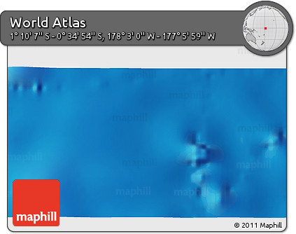 Shaded Relief 3D Map of the Area around 0° 52' 31" S, 177° 34' 29" W