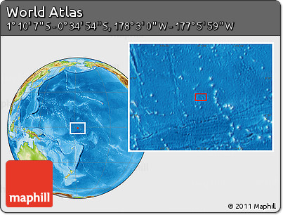 Physical Location Map of the Area around 0° 52' 31" S, 177° 34' 29" W