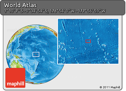 Physical Location Map of the Area around 0° 52' 31" S, 178° 25' 30" W