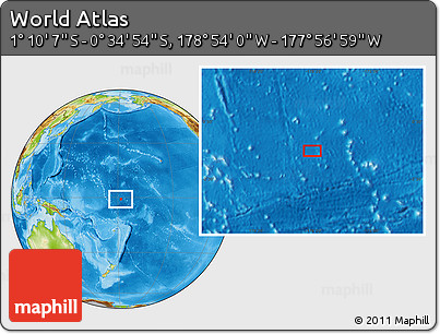Physical Location Map of the Area around 0° 52' 31" S, 178° 25' 30" W