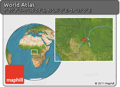 Satellite Location Map of the Area around 0° 52' 31" S, 17° 4' 30" E