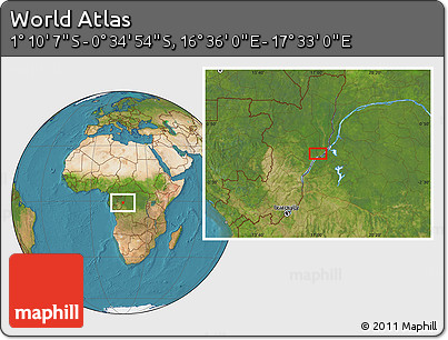 Satellite Location Map of the Area around 0° 52' 31" S, 17° 4' 30" E