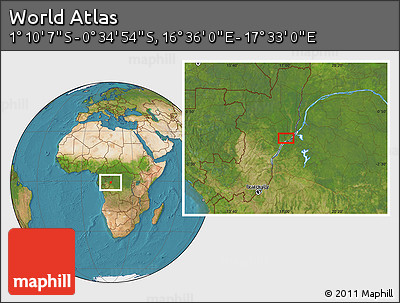 Satellite Location Map of the Area around 0° 52' 31" S, 17° 4' 30" E