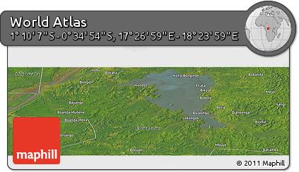 Satellite Panoramic Map of the Area around 0° 52' 31" S, 17° 55' 29" E
