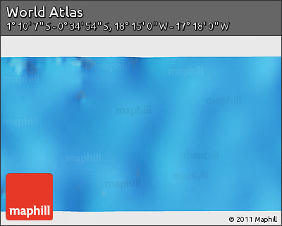 Physical 3D Map of the Area around 0° 52' 31" S, 17° 46' 29" W