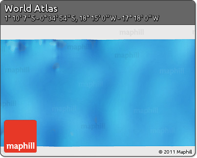 Physical 3D Map of the Area around 0° 52' 31" S, 17° 46' 29" W