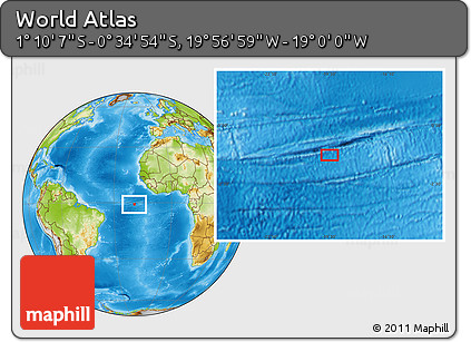 Physical Location Map of the Area around 0° 52' 31" S, 19° 28' 30" W
