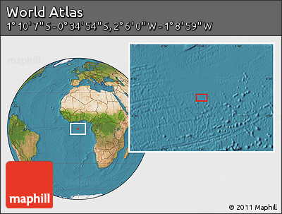 Satellite Location Map of the Area around 0° 52' 31" S, 1° 37' 30" W