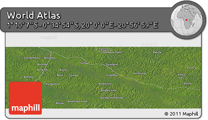 Satellite Panoramic Map of the Area around 0° 52' 31" S, 20° 28' 30" E