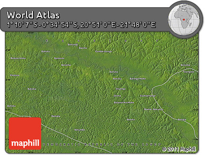 Satellite Map of the Area around 0° 52' 31" S, 21° 19' 30" E