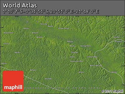 Satellite Map of the Area around 0° 52' 31" S, 21° 19' 30" E