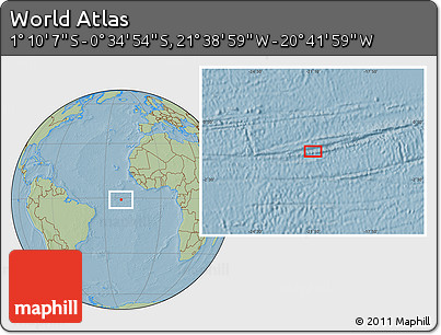 Savanna Style Location Map of the Area around 0° 52' 31" S, 21° 10' 29" W, hill shading