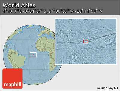 Savanna Style Location Map of the Area around 0° 52' 31" S, 21° 10' 29" W, hill shading