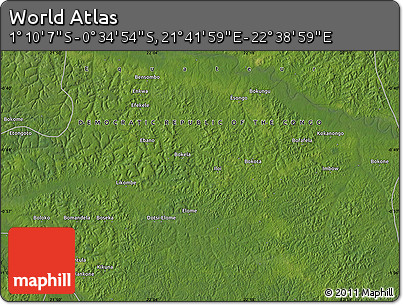 Satellite Map of the Area around 0° 52' 31" S, 22° 10' 29" E