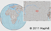 Gray Location Map of the area around 0° 52' 31" S, 23° 52' 30" E, hill shading