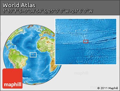 Physical Location Map of the Area around 0° 52' 31" S, 24° 34' 30" W