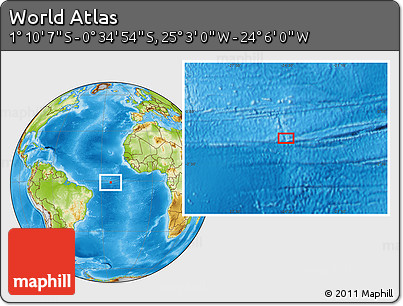 Physical Location Map of the Area around 0° 52' 31" S, 24° 34' 30" W