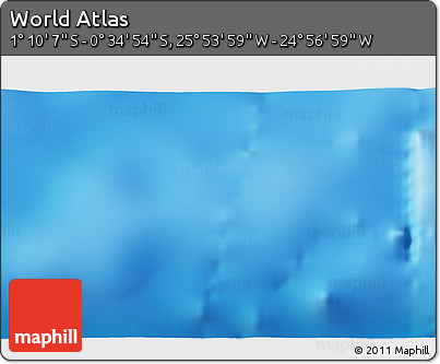 Shaded Relief 3D Map of the Area around 0° 52' 31" S, 25° 25' 29" W
