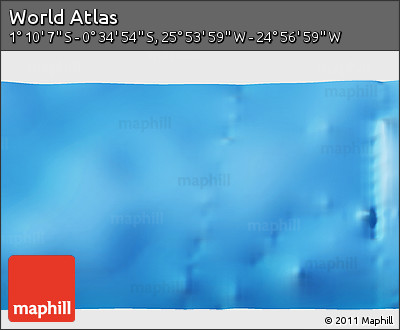 Shaded Relief 3D Map of the Area around 0° 52' 31" S, 25° 25' 29" W