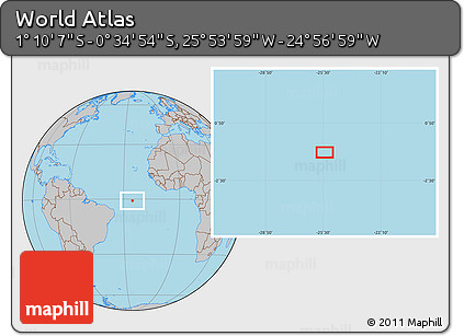Gray Location Map of the Area around 0° 52' 31" S, 25° 25' 29" W