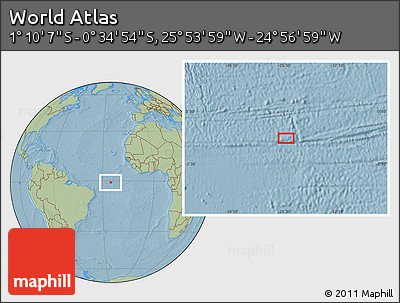 Savanna Style Location Map of the Area around 0° 52' 31" S, 25° 25' 29" W, hill shading