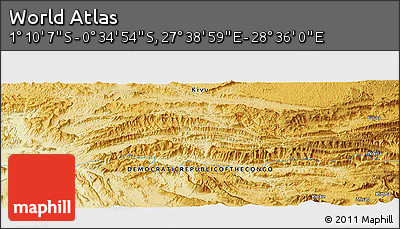 Physical Panoramic Map of the Area around 0° 52' 31" S, 28° 7' 30" E