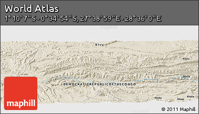 Shaded Relief Panoramic Map of the Area around 0° 52' 31" S, 28° 7' 30" E