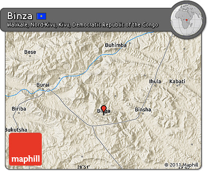 Shaded Relief Map of Binza