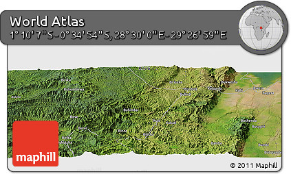 Satellite Panoramic Map of the Area around 0° 52' 31" S, 28° 58' 30" E