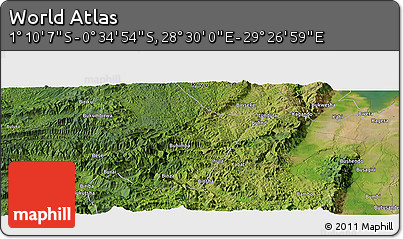 Satellite Panoramic Map of the Area around 0° 52' 31" S, 28° 58' 30" E