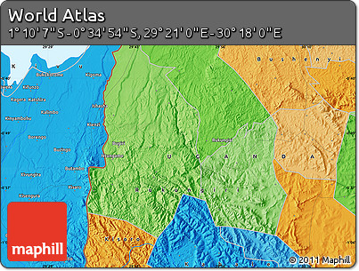Political Map of the Area around 0° 52' 31" S, 29° 49' 30" E