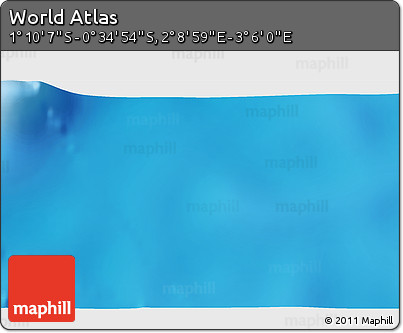 Shaded Relief 3D Map of the Area around 0° 52' 31" S, 2° 37' 30" E