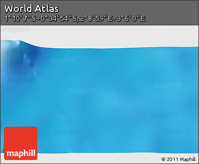 Shaded Relief 3D Map of the Area around 0° 52' 31" S, 2° 37' 30" E