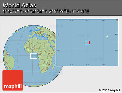 Savanna Style Location Map of the Area around 0° 52' 31" S, 2° 37' 30" E