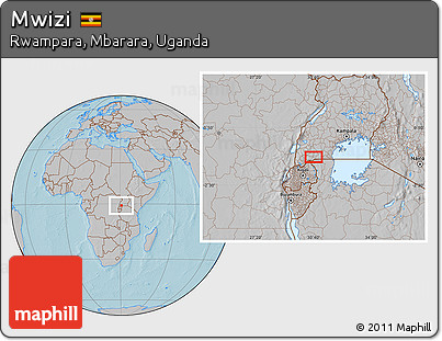 Gray Location Map of Mwizi, hill shading