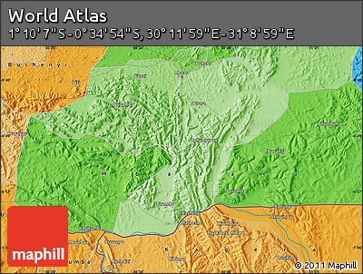 Political Map of the Area around 0° 52' 31" S, 30° 40' 29" E