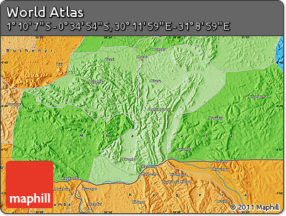 Political Map of the Area around 0° 52' 31" S, 30° 40' 29" E