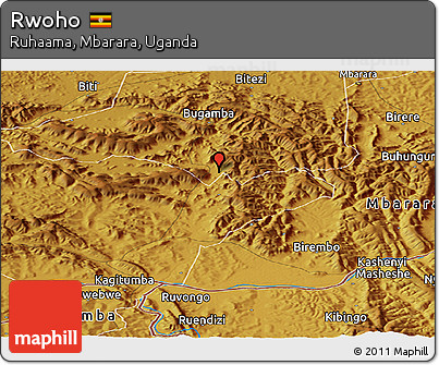 Physical Panoramic Map of Rwoho