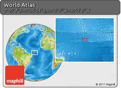 Physical Location Map of the Area around 0° 52' 31" S, 30° 31' 29" W