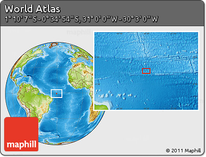 Physical Location Map of the Area around 0° 52' 31" S, 30° 31' 29" W