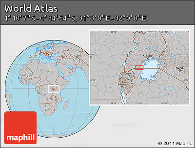Gray Location Map of the Area around 0° 52' 31" S, 31° 31' 29" E