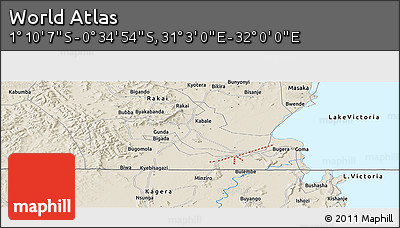 Shaded Relief Panoramic Map of the Area around 0° 52' 31" S, 31° 31' 29" E